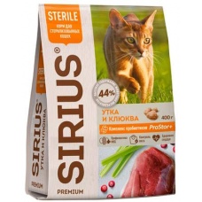 Sirius сухой корм для стерил. кошек Утка и клюква