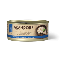 GRANDORF Консервы для кошек, куриная грудка с сибасом в бульоне , 70 г
