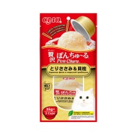 INABA CIAO крем-лакомство для кошек Churu Pon пюре Куриное филе и морской гребешок, 35 г х 2 шт