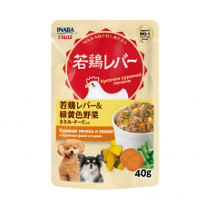 INABA влажный корм для собак Wakadori reba Куриная печень и овощи с куриным филе и сыром, 40 г