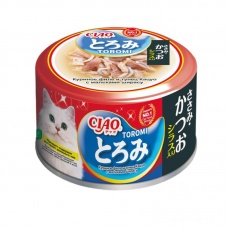 INABA CIAO влажный корм для кошек Toromi Куриное филе и тунец Кацуо с мальками ширасу в бульоне, 80 г