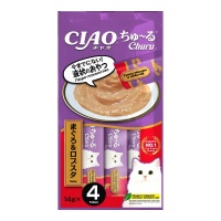 INABA CIAO крем-лакомство для кошек Churu пюре Тунец Магуро и лобстер, 14 г х 4 шт