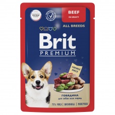 Brit Premium Пауч говядина в соусе для взрослых собак всех пород, 85 г