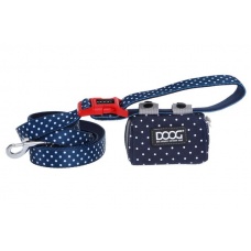 DOOG Сумка на поводок, синяя в белый горох, 12х9х4см