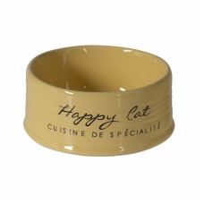 DUVO+ Миска для животных керамическая, "Happy Cat", желтая, 300мл