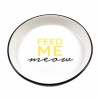 DUVO+ Миска для животных керамическая, низкая, "Feed Me Meow", черно-белая, 13,8см (180мл)