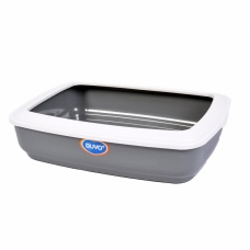 DUVO+ Туалет для кошек с рамкой "Мауи", серый, 50х38х12см