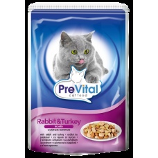 PreVital Classic консервы с кроликом и индейкой в желе для кошек, 100 г