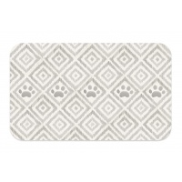 TARHONG Коврик под миски "Paw Ikat", бежевая с лапками, 48х29см