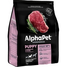 AlphaPet сухой корм для щенков,берем. и кормящих собак ср. пород с Говядиной и рисом