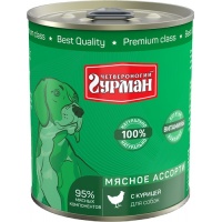 Четвероногий Гурман консервы для собак Мясное ассорти с Курицей