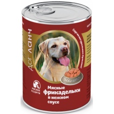 Dog Lunchконсервы для собак Мясные фрикадельки в нежном соусе Мясное ассорти