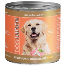 Dog Lunch консервы для собак Ягнёнок с индейкой в соусе
