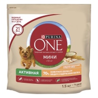 Purina One Mini сухой корм для активных собак курица рис